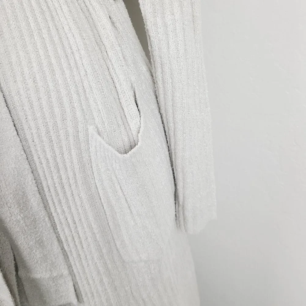 NEW Saranoni Robe S Beige Ribbed‎ So Soft Tie Waist Longline Wrap Lounge …